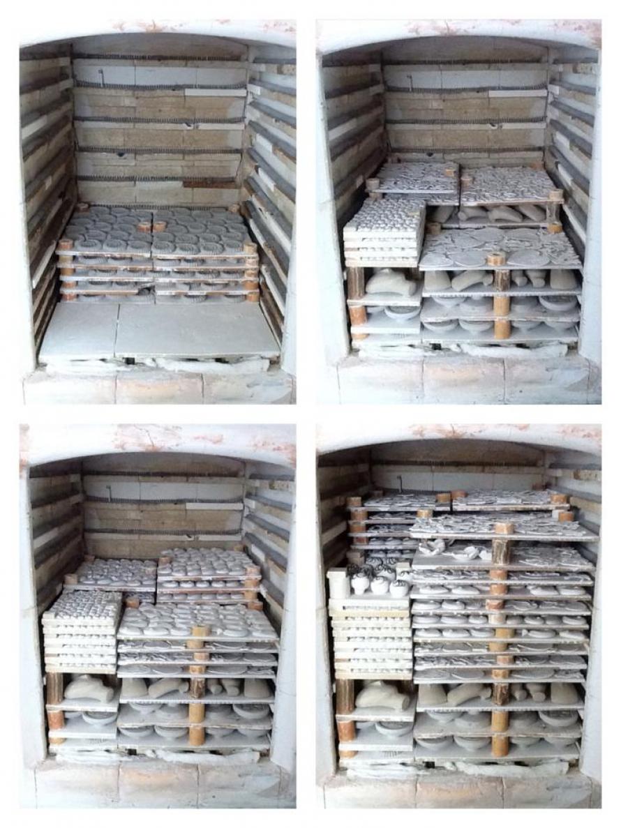 Stacking a porcelain kiln Stacking a porcelain kiln