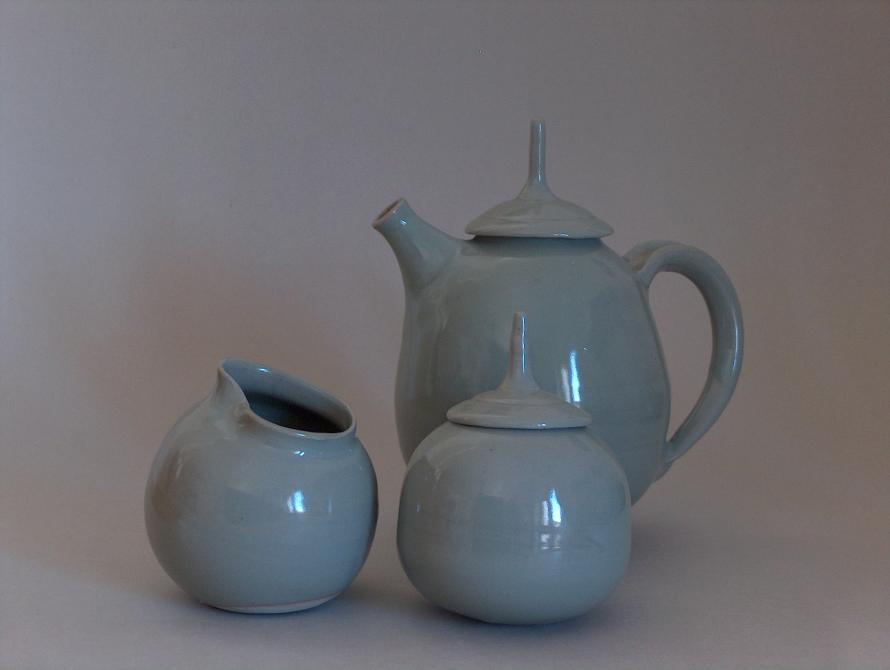 teapot, celadon, porcelain, hand thrown, parps island, greek island potters, ceramics,